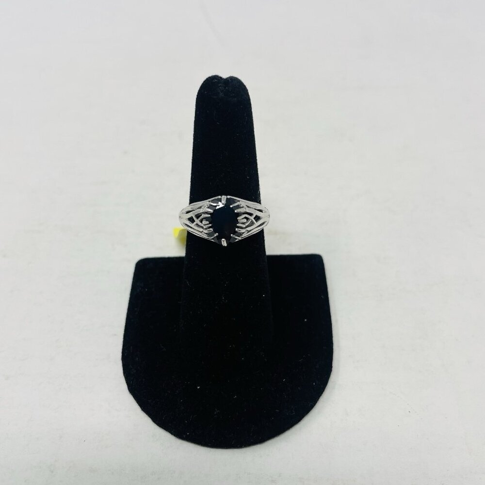 Shop LC Thai Black Spinel Size 7 Platinum Over 925 Sterling Silver Ring 5089